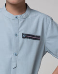 Little M Short Sleeve Kemeja Bahan Slub Sigaret