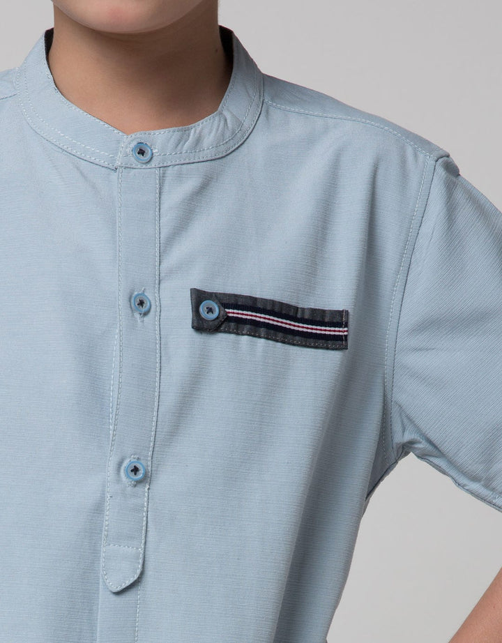 Little M Short Sleeve Kemeja Bahan Slub Sigaret