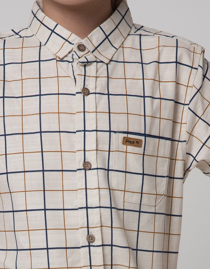 Little M Short Sleeve Seasonal Checked Texture