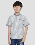 Little M Seasonal Stripe Kemeja Koko Anak Laki-Laki