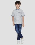 Little M Seasonal Stripe Kemeja Koko Anak Laki-Laki