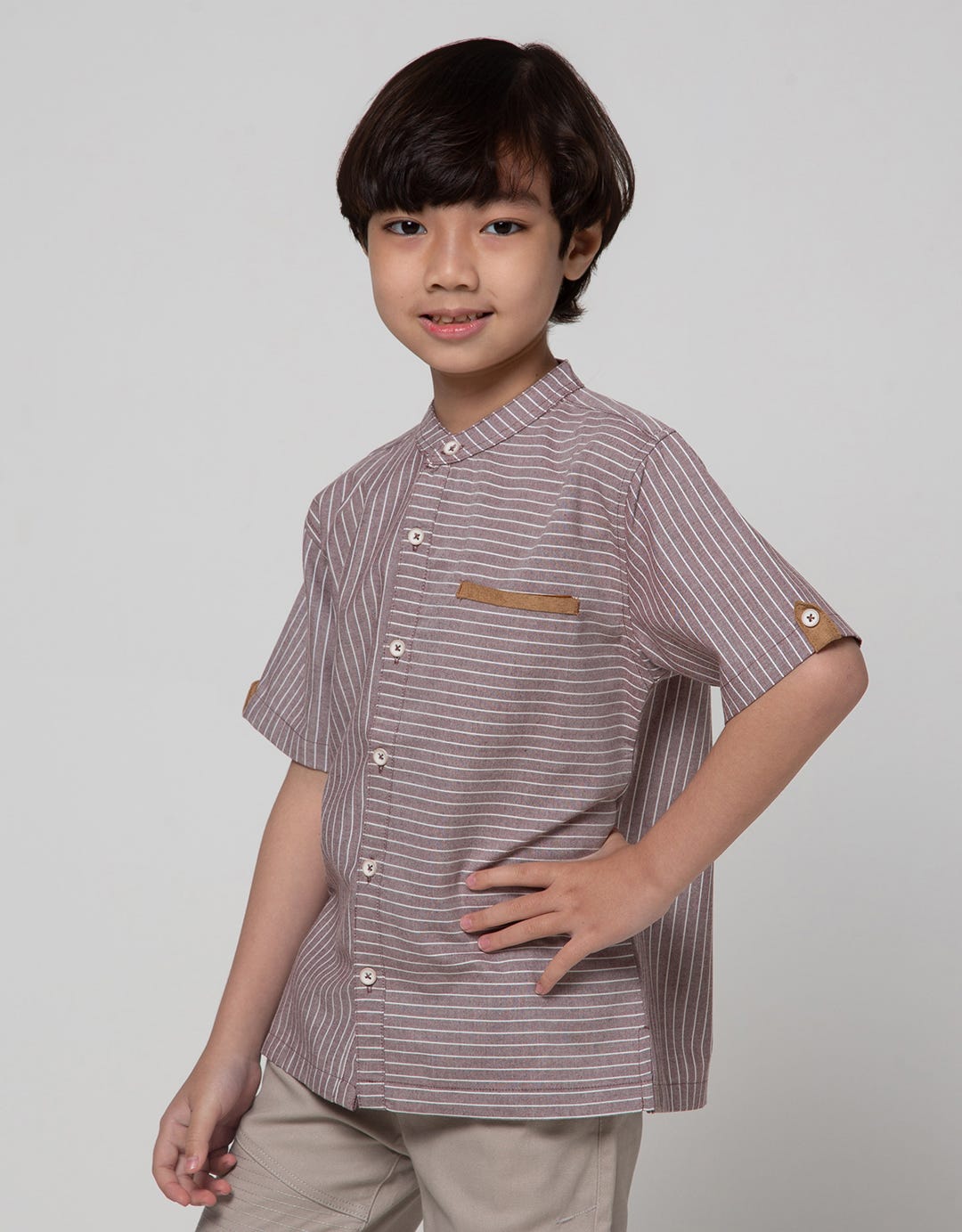 Little M Short Sleeve Seasonal Shirt Bahan Stripe
