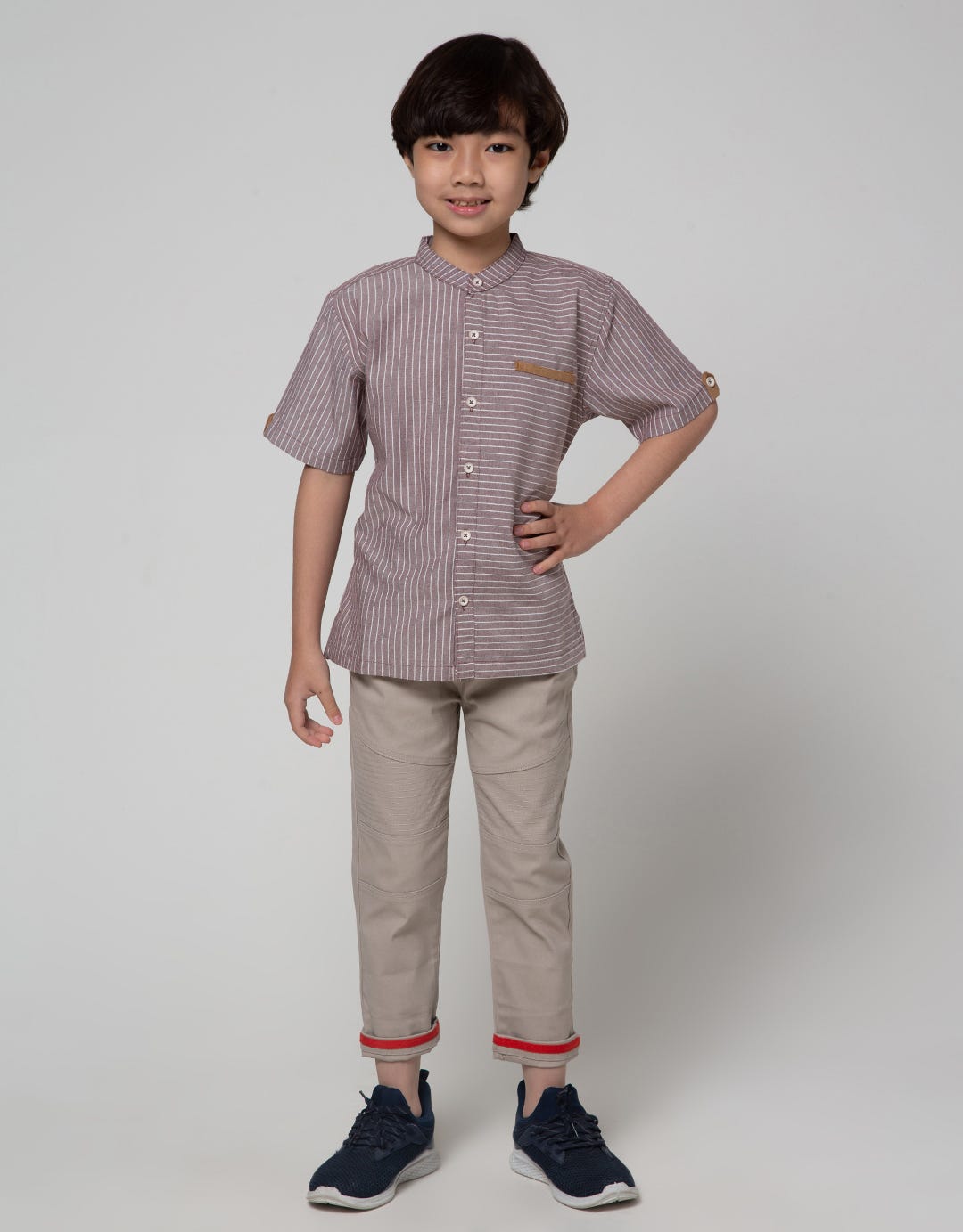 Little M Short Sleeve Seasonal Shirt Bahan Stripe