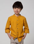 Little M Rolled Up Sleeve Kemeja Bahan Rami