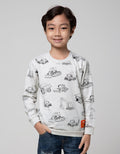 Little M Vehicle Print Boys Sweater