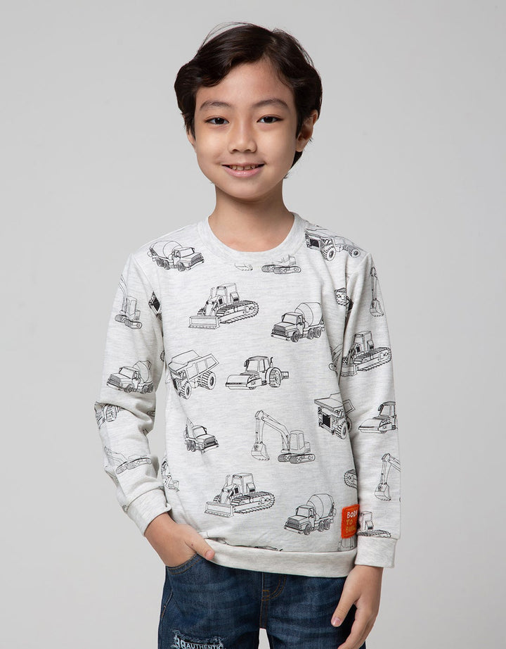 Little M Vehicle Print Boys Sweater