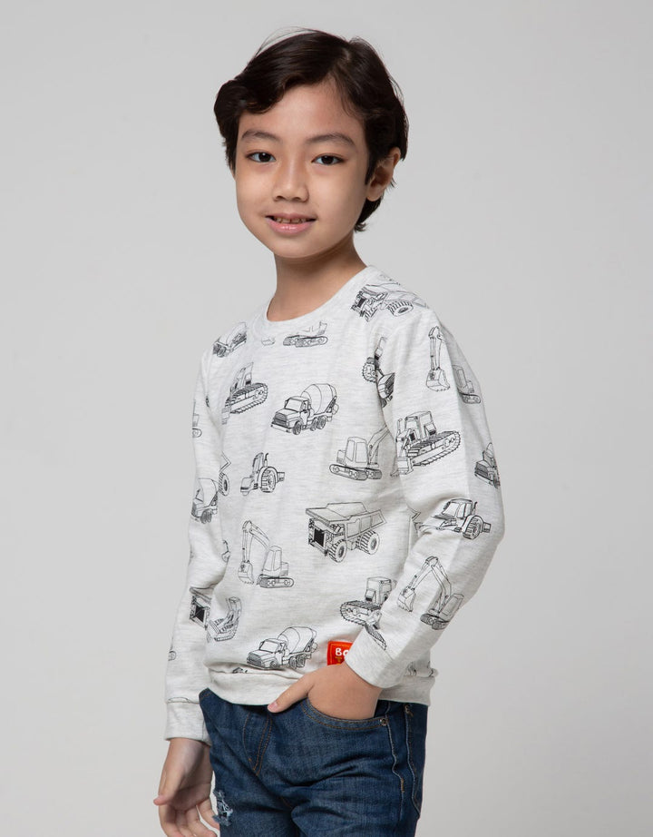 Little M Vehicle Print Boys Sweater