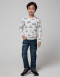 Little M Vehicle Print Boys Sweater