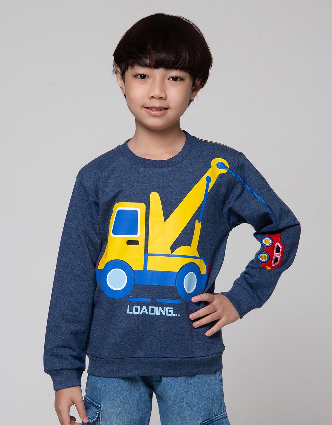 Little M Sweatshirt Truck Embroidered Car