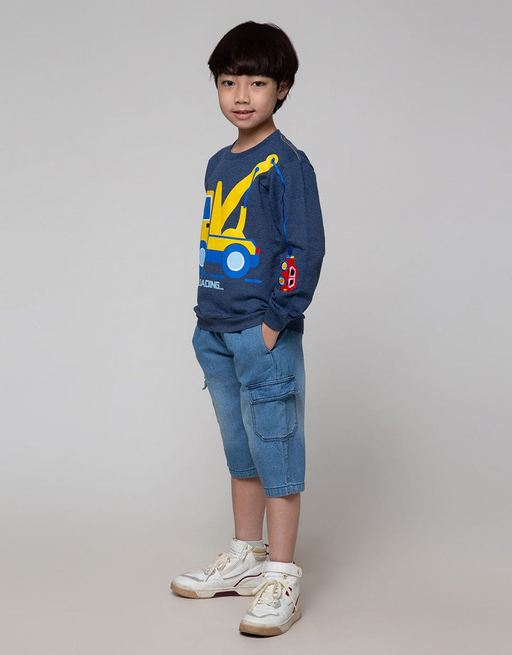 Little M Sweatshirt Truck Embroidered Car