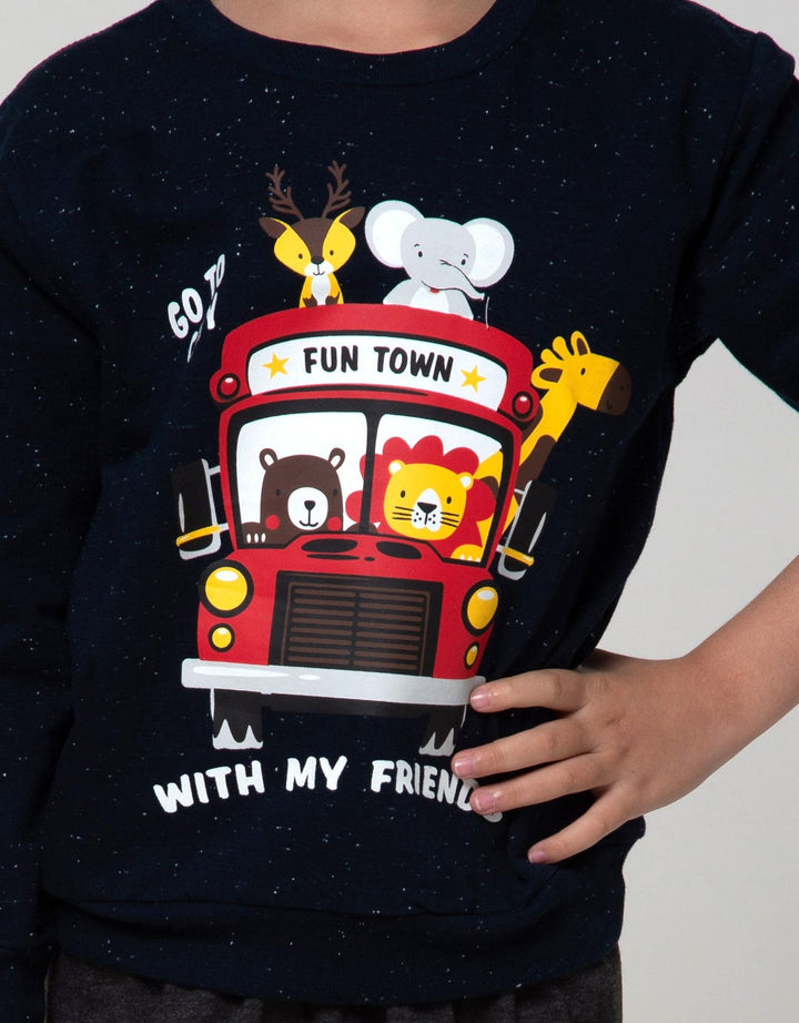 Little M Animal Galaxy Print Sweatshirt Screen Printing