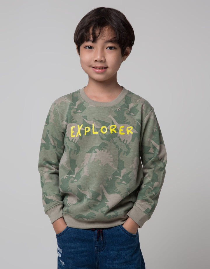 Little M Sweatshirt Dino Camo Rotary Print