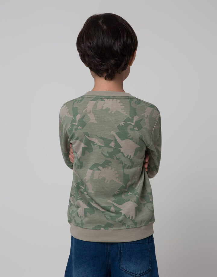 Little M Sweatshirt Dino Camo Rotary Print