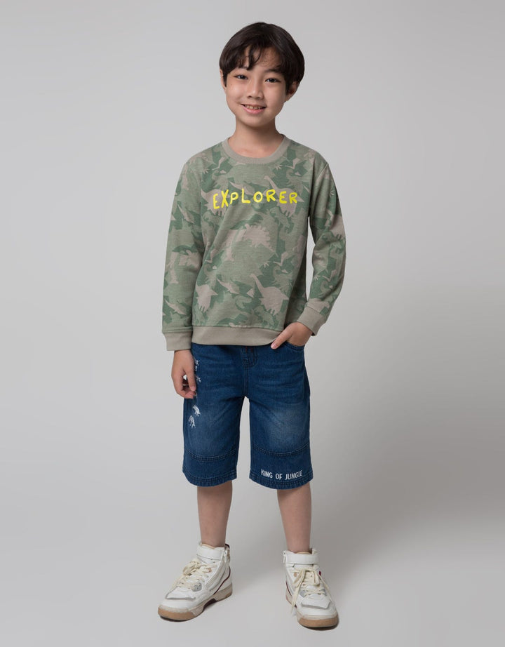 Little M Sweatshirt Dino Camo Rotary Print