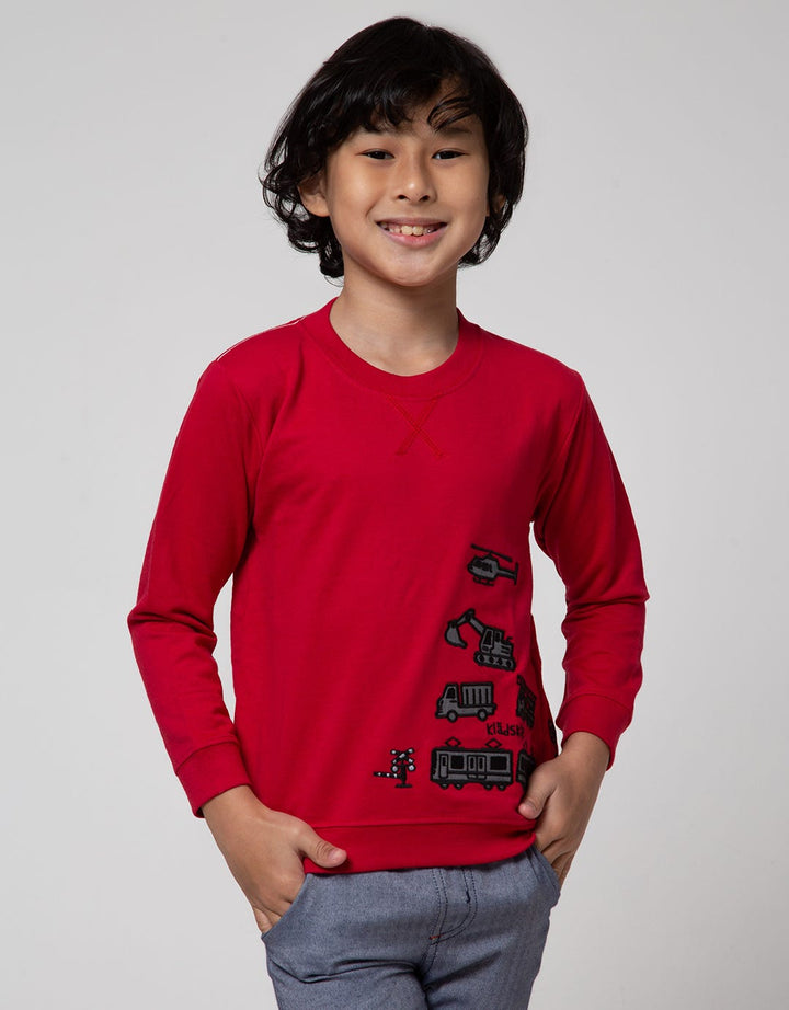 Little M Sweater Bordir Kombinasi Chambray