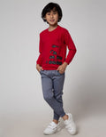 Little M Sweater Bordir Kombinasi Chambray