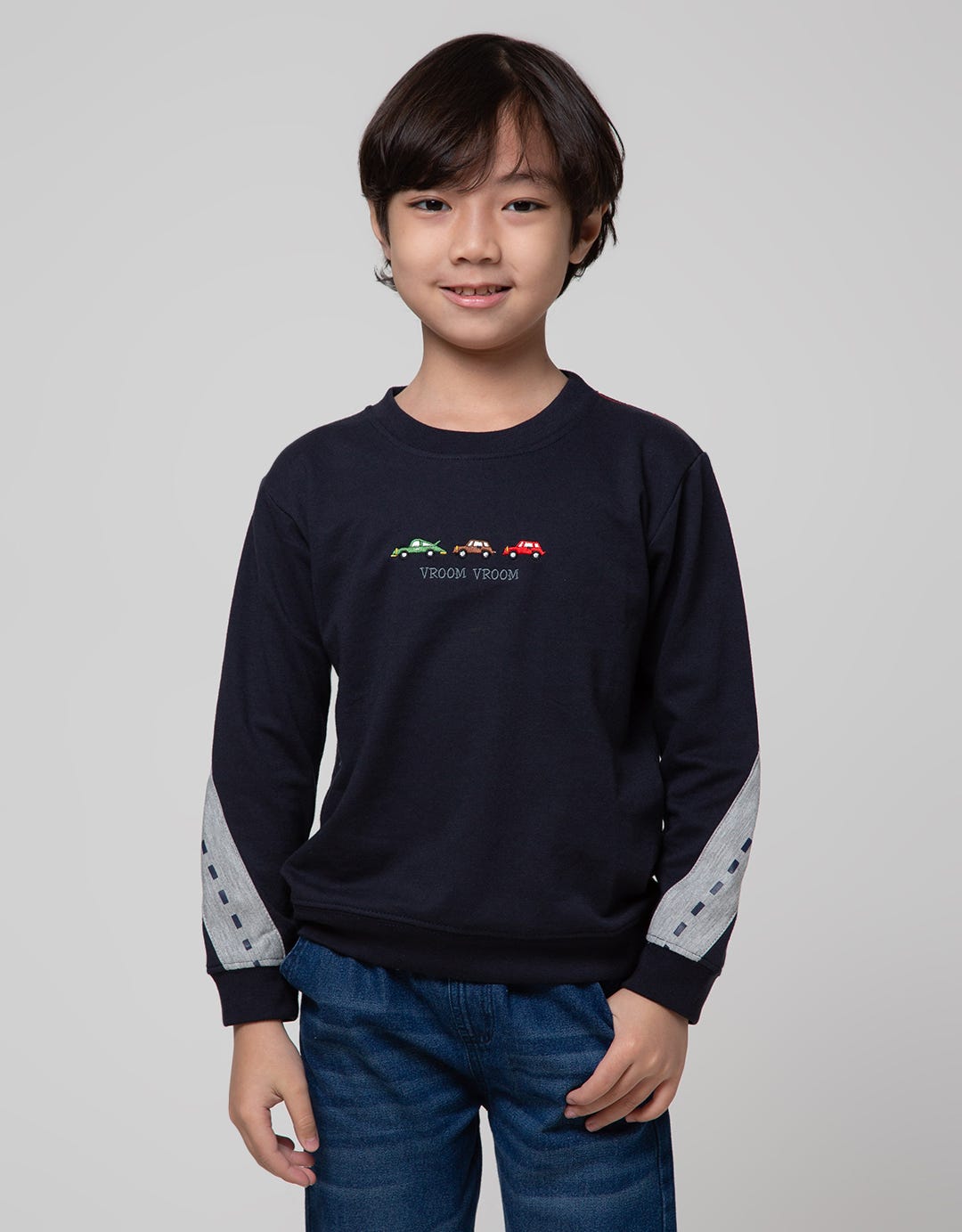 Little M Chambray Combination Sweater