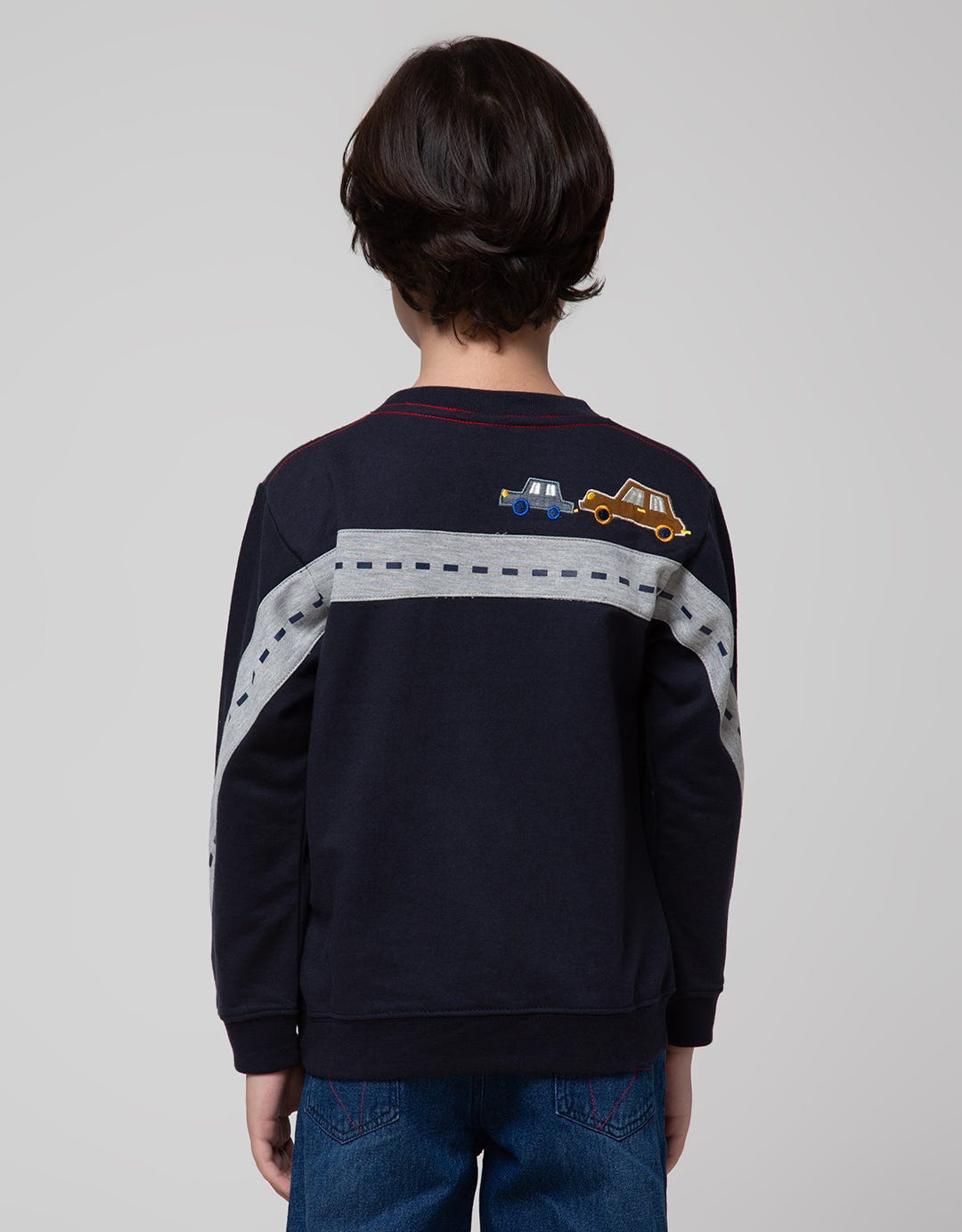 Little M Chambray Combination Sweater