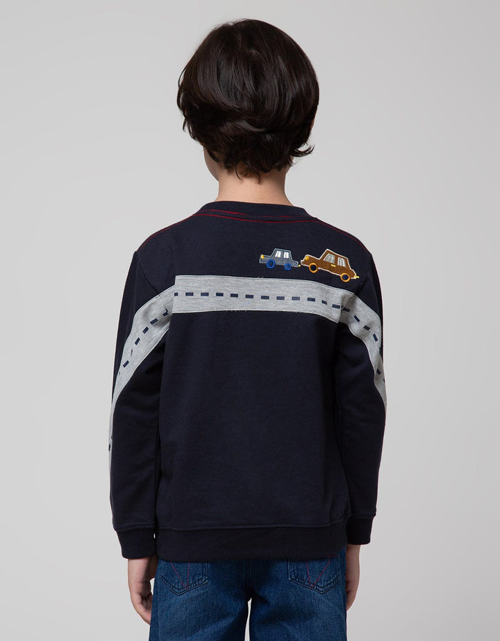 Little M Chambray Combination Sweater