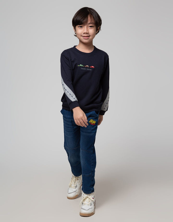 Little M Chambray Combination Sweater