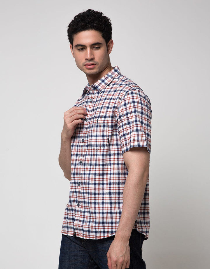 Watchout Jeans Short Sleeve Plaid Shirt