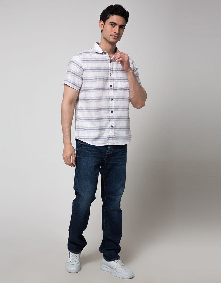 Watchout Jeans Stripe Bae Kemeja Pria