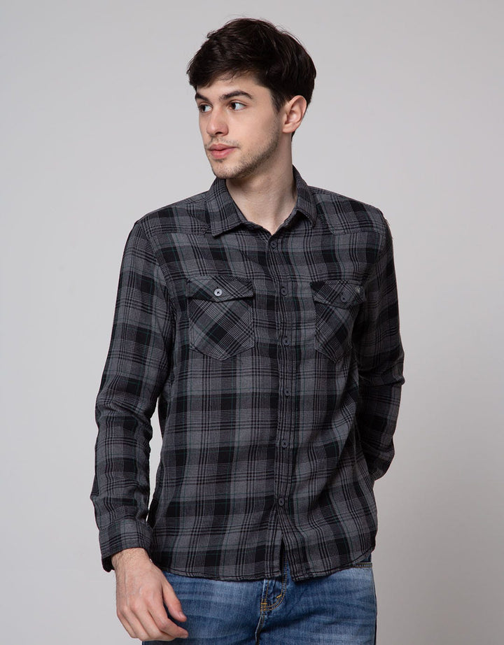 Watchout Jeans Long Sleeves Shirt Plaid Motif