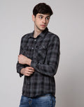 Watchout Jeans Long Sleeves Shirt Plaid Motif