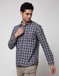Watchout Jeans Plaid Motif Long Sleeve Shirt