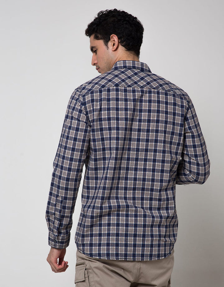 Watchout Jeans Plaid Motif Long Sleeve Shirt