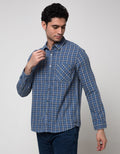 Watchout Jeans Plaid Pocket Long Sleeve Shirt