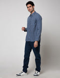 Watchout Jeans Plaid Pocket Long Sleeve Shirt
