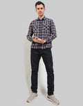 Watchout Jeans Long Sleeves Shirt Plaid Motif