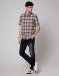 Watchout Casual Short Sleeves Shirt Print Check
