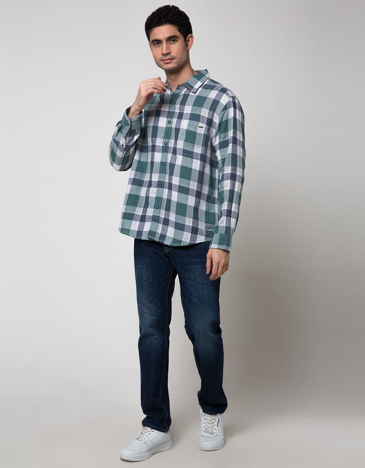 Watchout Casual Pocket Plaid Print Shirt