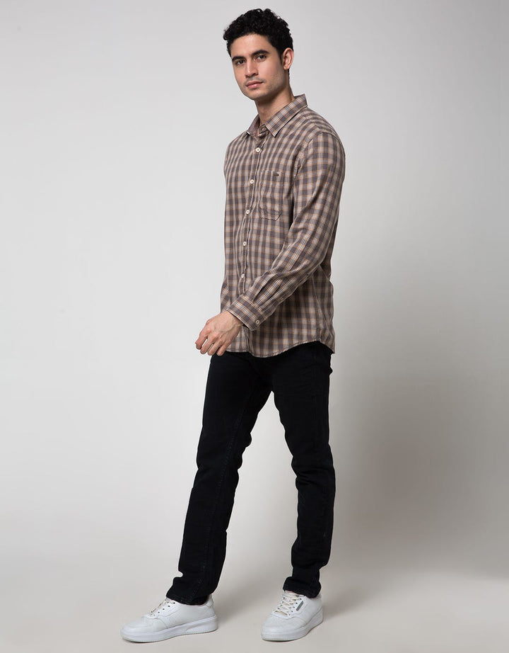 Watchout Casual Long Sleeve Small Plaid Shirt