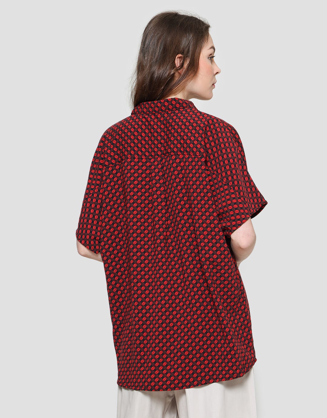 Cardinal Femme Blouse Wanita Lengan Pendek Full Print
