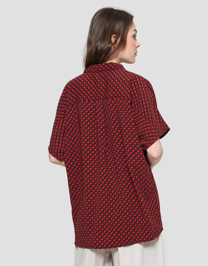 Cardinal Femme Blouse Wanita Lengan Pendek Full Print