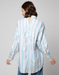Details Shirt With V Shape Opening At Back With Multicolor Stripe