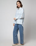 Details Shirt With V Shape Opening At Back With Multicolor Stripe