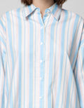 Details Shirt With V Shape Opening At Back With Multicolor Stripe