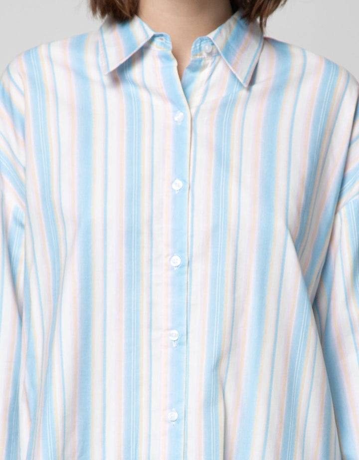 Details Shirt With V Shape Opening At Back With Multicolor Stripe
