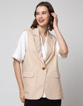 Details Flap Pocket Button Vest Wanita
