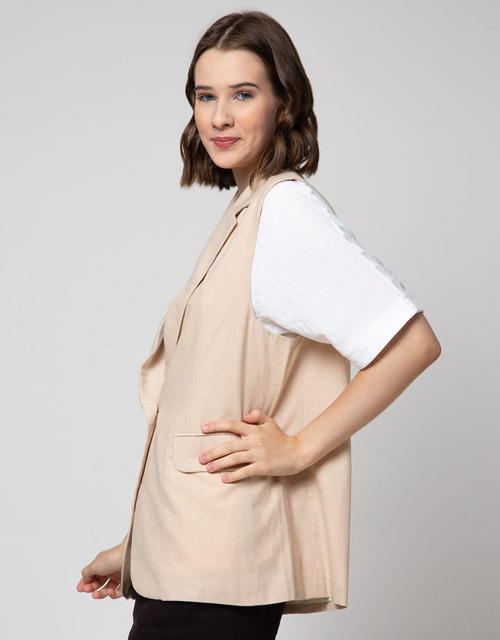 Details Flap Pocket Button Vest Wanita