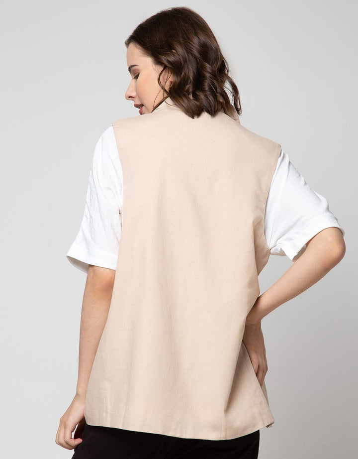 Details Flap Pocket Button Vest Wanita
