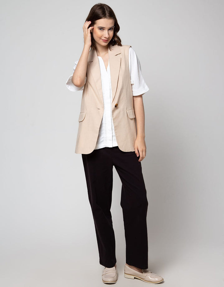 Details Flap Pocket Button Vest Wanita
