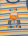 Pipiniko Short Sleeve T-Shirt Print Stripe Monster Truck