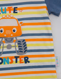 Pipiniko Short Sleeve T-Shirt Print Stripe Monster Truck