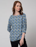 St. Yves 3/4 Blouse Knit Baloon Sleeve Floral