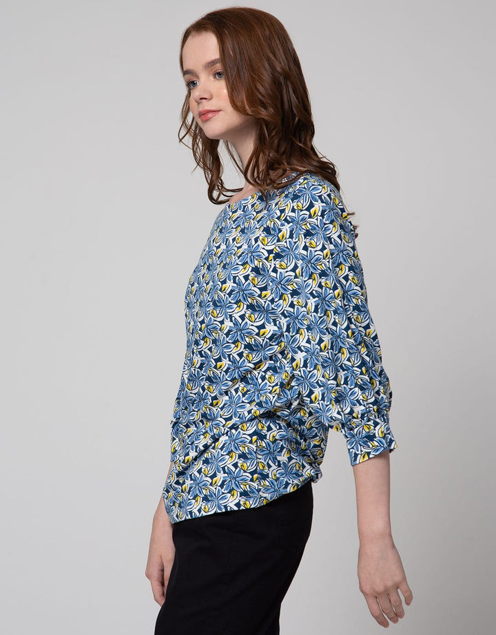 St. Yves 3/4 Blouse Knit Baloon Sleeve Floral